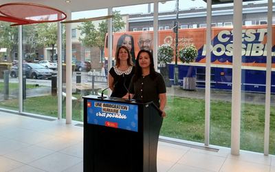 France Marion, candidate pour QS dans Rouyn-Noranda — Témiscamingue, et Ruba Ghazal, co-porte-parole de QS.